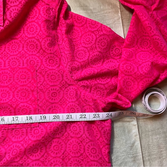 Foxcroft Collared Front Button Adjustable Sleeve Fuchsia Shirt, 14W - Picture 10 of 14